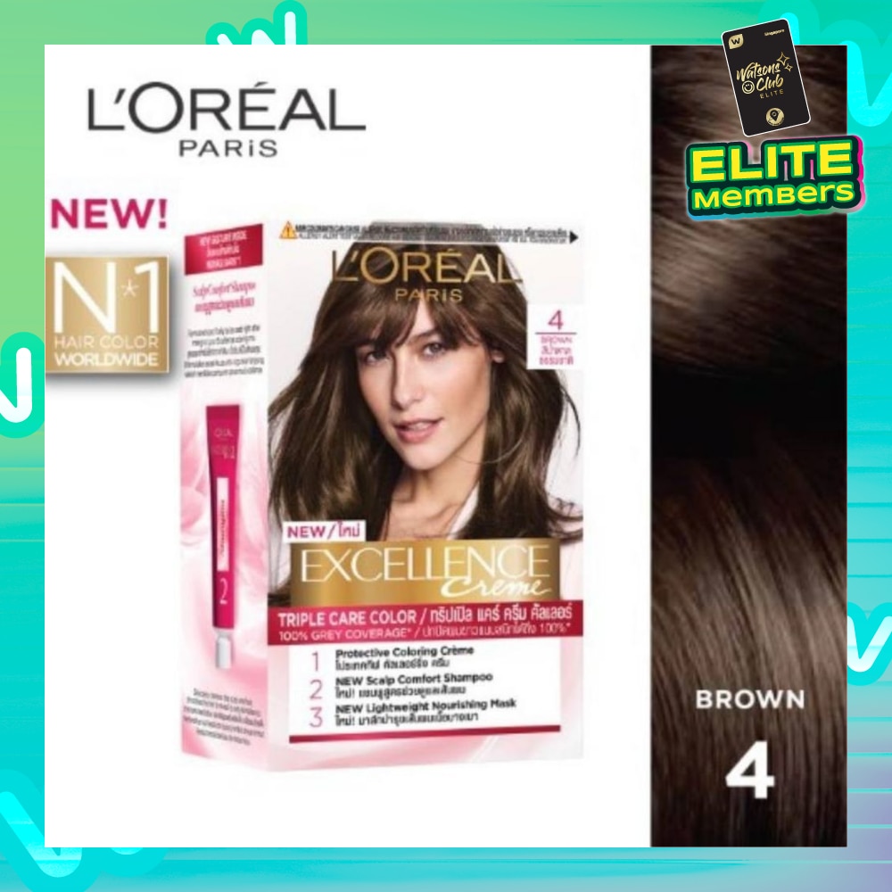 L'OREAL PARIS EXCELLENCE Créme Hair Colour #4 Natural Brown (100% Grey Coverage for Rich, Radiant Colour) 1s