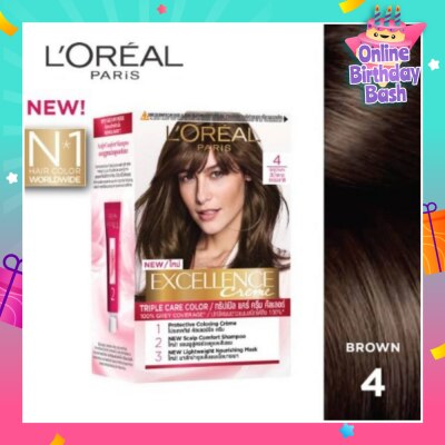 L'OREAL PARIS EXCELLENCE Créme Hair Colour #4 Natural Brown (100% Grey Coverage for Rich, Radiant Colour) 1s