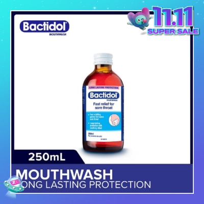BACTIDOL Mouthwash (Relieves Mouth Ulcers & Sore Throats) 250ml