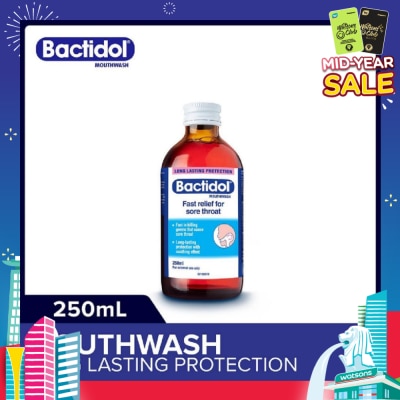 BACTIDOL Mouthwash (Relieves Mouth Ulcers & Sore Throats) 250ml