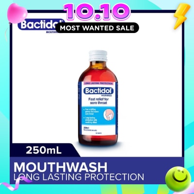 BACTIDOL Mouthwash (Relieves Mouth Ulcers & Sore Throats) 250ml image