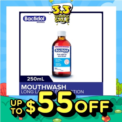 BACTIDOL Mouthwash (Relieves Mouth Ulcers & Sore Throats) 250ml