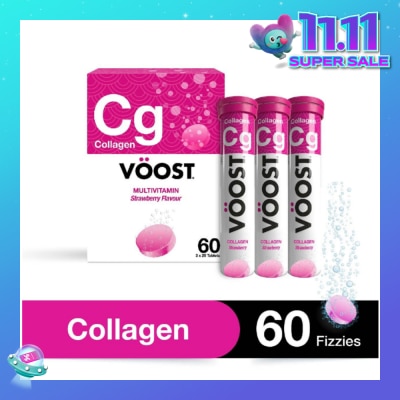 VOOST Multivitamin Effervescent Tablet Collagen Strawberry 20s Trio Packset 3 Tubes x 60s (Expiry: Jun`2026)
