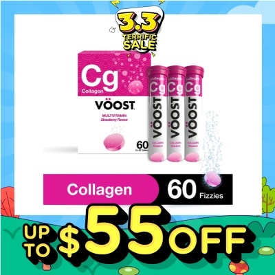 VOOST Multivitamin Effervescent Tablet Collagen Strawberry 20s Trio Packset 3 Tubes x 60s (Expiry: Jun`2026)