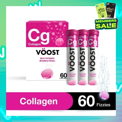 VOOST Multivitamin Effervescent Tablet Collagen Strawberry 20s Trio Packset 3 Tubes x 60s