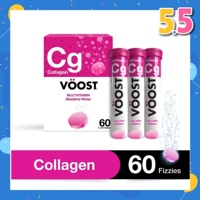 VOOST Multivitamin Effervescent Tablet Collagen Strawberry 20s Trio Packset 3 Tubes x 60s