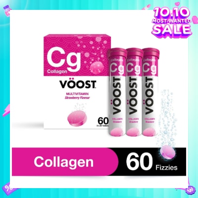 VOOST Multivitamin Effervescent Tablet Collagen Strawberry 20s Trio Packset 3 Tubes x 60s (Expiry: Jun`2026)