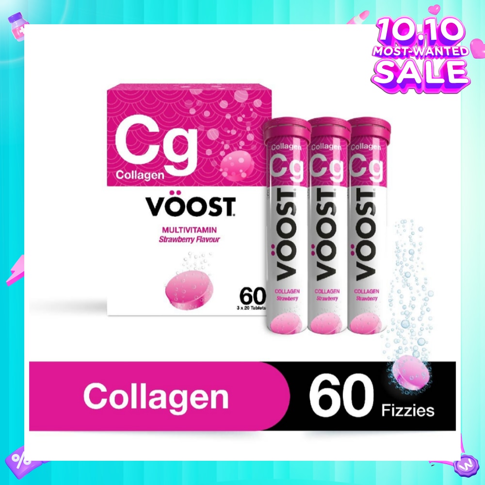 Multivitamin Effervescent Tablet Collagen Strawberry 20s Trio Packset 3 Tubes x 60s (Expiry: Jun`2026)