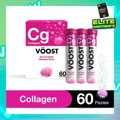VOOST Multivitamin Effervescent Tablet Collagen Strawberry 20s Trio Packset 3 Tubes x 60s