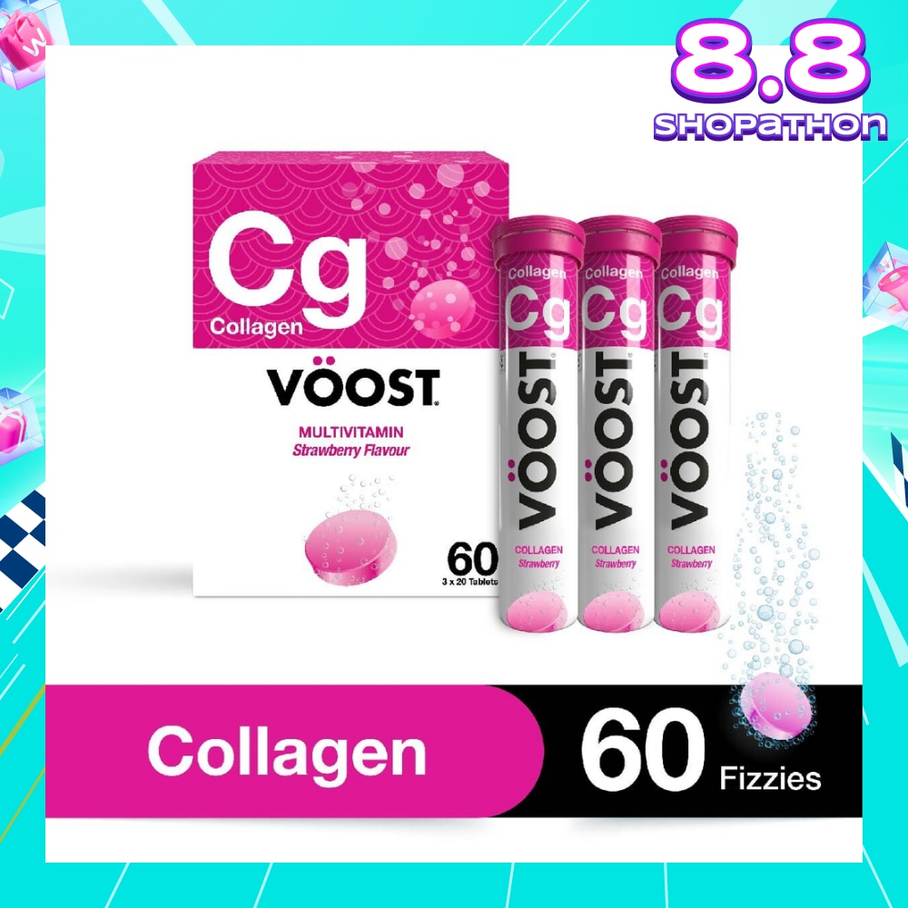 Multivitamin Effervescent Tablet Collagen Strawberry 20s Trio Packset 3 Tubes x 60s