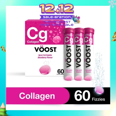 VOOST Multivitamin Effervescent Tablet Collagen Strawberry 20s Trio Packset 3 Tubes x 60s (Expiry: Jun`2026)