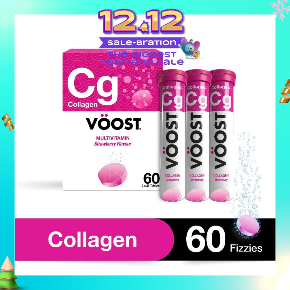 Multivitamin Effervescent Tablet Collagen Strawberry 20s Trio Packset 3 Tubes x 60s (Expiry: Jun`2026)