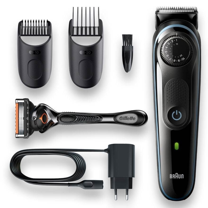 Beard Trimmer 5 BT5340 For Men Black / Nordic Blue (Hair Clipper + Lifetime Sharp Blades + 39 Length Settings) 1s