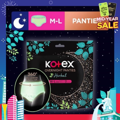 KOTEX Overnight Panties Herbal Anti-Bacterial Size M-L 2s