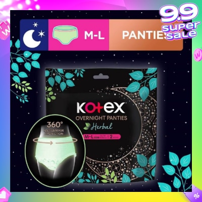 KOTEX Overnight Panties Herbal Anti-Bacterial Size M-L 2s