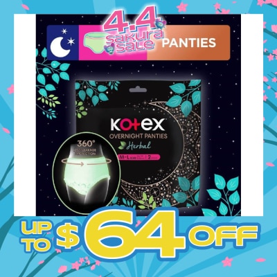 KOTEX - Overnight Panties Herbal Anti-Bacterial Size M-L 2s
