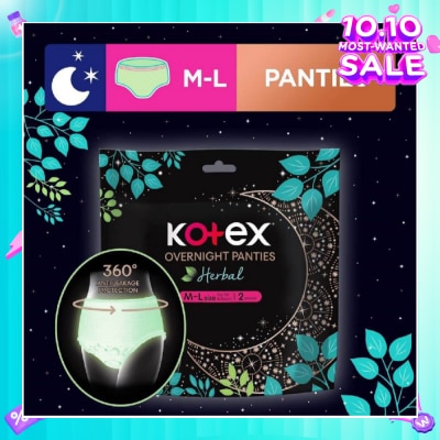 KOTEX Overnight Panties Herbal Anti-Bacterial Size M-L 2s