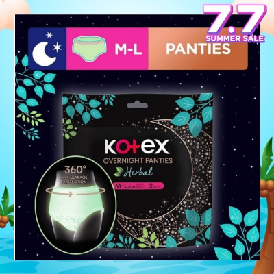 KOTEX Overnight Panties Herbal Anti-Bacterial Size M-L 2s