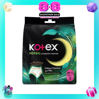 KOTEX - Overnight Panties Herbal Anti-Bacterial Size M-L 2s