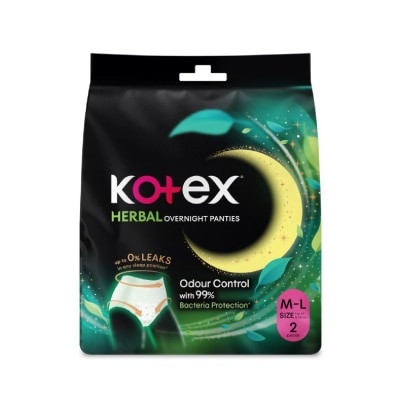 KOTEX - Overnight Panties Herbal Anti-Bacterial Size M-L 2s