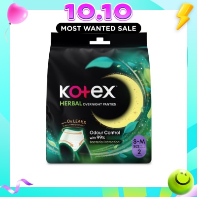 KOTEX Overnight Panties Herbal Anti Bacterial Size S M 2s image