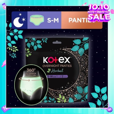 KOTEX Overnight Panties Herbal Anti-Bacterial Size S-M 2s
