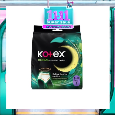 KOTEX Overnight Panties Herbal Anti Bacterial Size S M 2s image