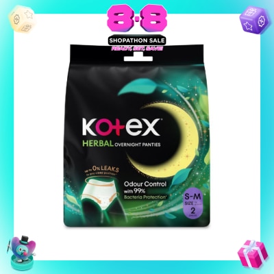 KOTEX - Overnight Panties Herbal Anti-Bacterial Size S-M 2s