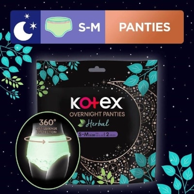 KOTEX Overnight Panties Herbal Anti-Bacterial Size S-M 2s