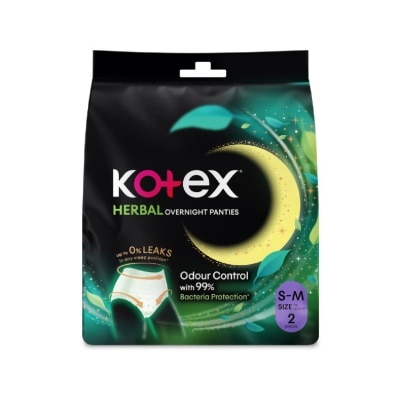 KOTEX - Overnight Panties Herbal Anti-Bacterial Size S-M 2s