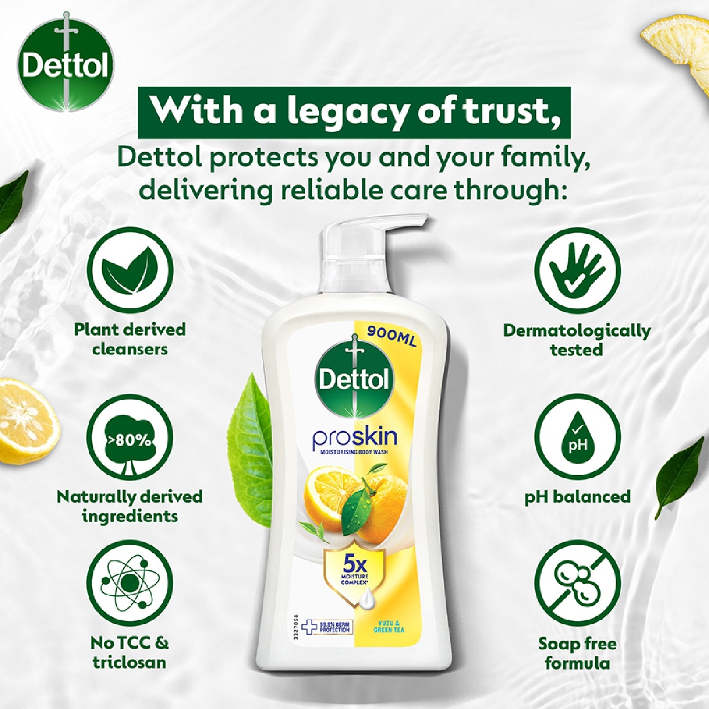 Proskin Yuzu & Green Tea Antibacterial Shower Gel 900ml