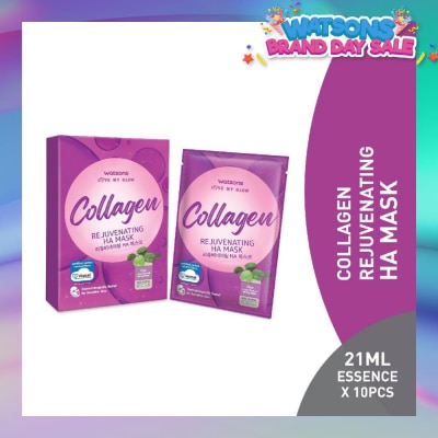 WATSONS Collagen Rejuvenating Ha Mask (Cica Extract, Hyaluronic Acid, Elasticity Boost) 21ml Essence X 10s