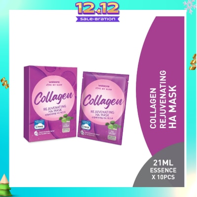 WATSONS Collagen Rejuvenating Ha Mask (Cica Extract, Hyaluronic Acid, Elasticity Boost) 21ml Essence X 10s