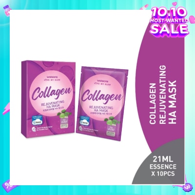 WATSONS Collagen Rejuvenating Ha Mask (Cica Extract, Hyaluronic Acid, Elasticity Boost) 21ml Essence X 10s