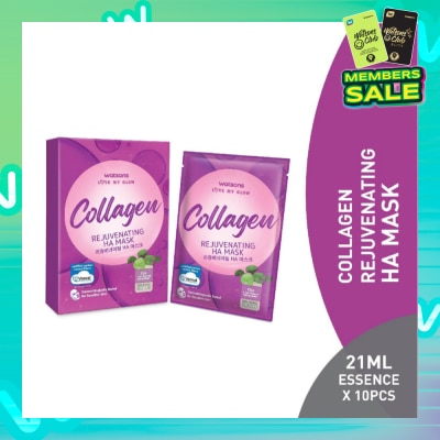 WATSONS Collagen Rejuvenating Ha Mask (Cica Extract, Hyaluronic Acid, Elasticity Boost) 21ml Essence X 10s
