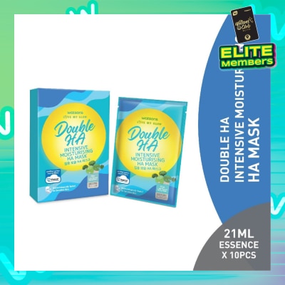 WATSONS Double Ha Intensive Moisturising Ha Mask (Cica Extract, Hyaluronic Acid, Jeju Thermal Spring Water, Intense Hydration) 21ml Essence X 10s