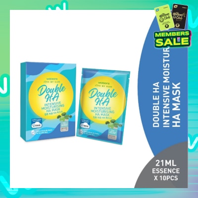 WATSONS Double Ha Intensive Moisturising Ha Mask (Cica Extract, Hyaluronic Acid, Jeju Thermal Spring Water, Intense Hydration) 21ml Essence X 10s