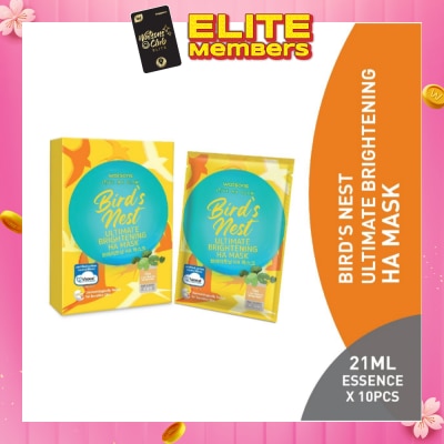 WATSONS Bird's Nest Ultimate Brightening Ha Mask (Jeju Thermal Spring Water, Niacinamide, Hyaluronic Acid, Nutrient Rich, Baby Soft Skin) 21ml Essence X 10s