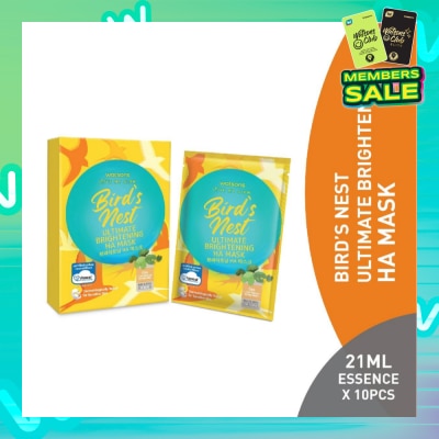 WATSONS Bird's Nest Ultimate Brightening Ha Mask (Jeju Thermal Spring Water, Niacinamide, Hyaluronic Acid, Nutrient Rich, Baby Soft Skin) 21ml Essence X 10s
