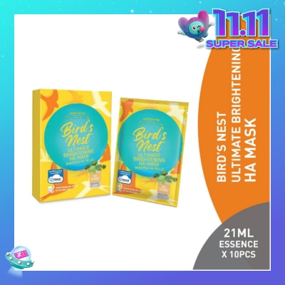 WATSONS Bird's Nest Ultimate Brightening Ha Mask (Jeju Thermal Spring Water, Niacinamide, Hyaluronic Acid, Nutrient Rich, Baby Soft Skin) 21ml Essence X 10s