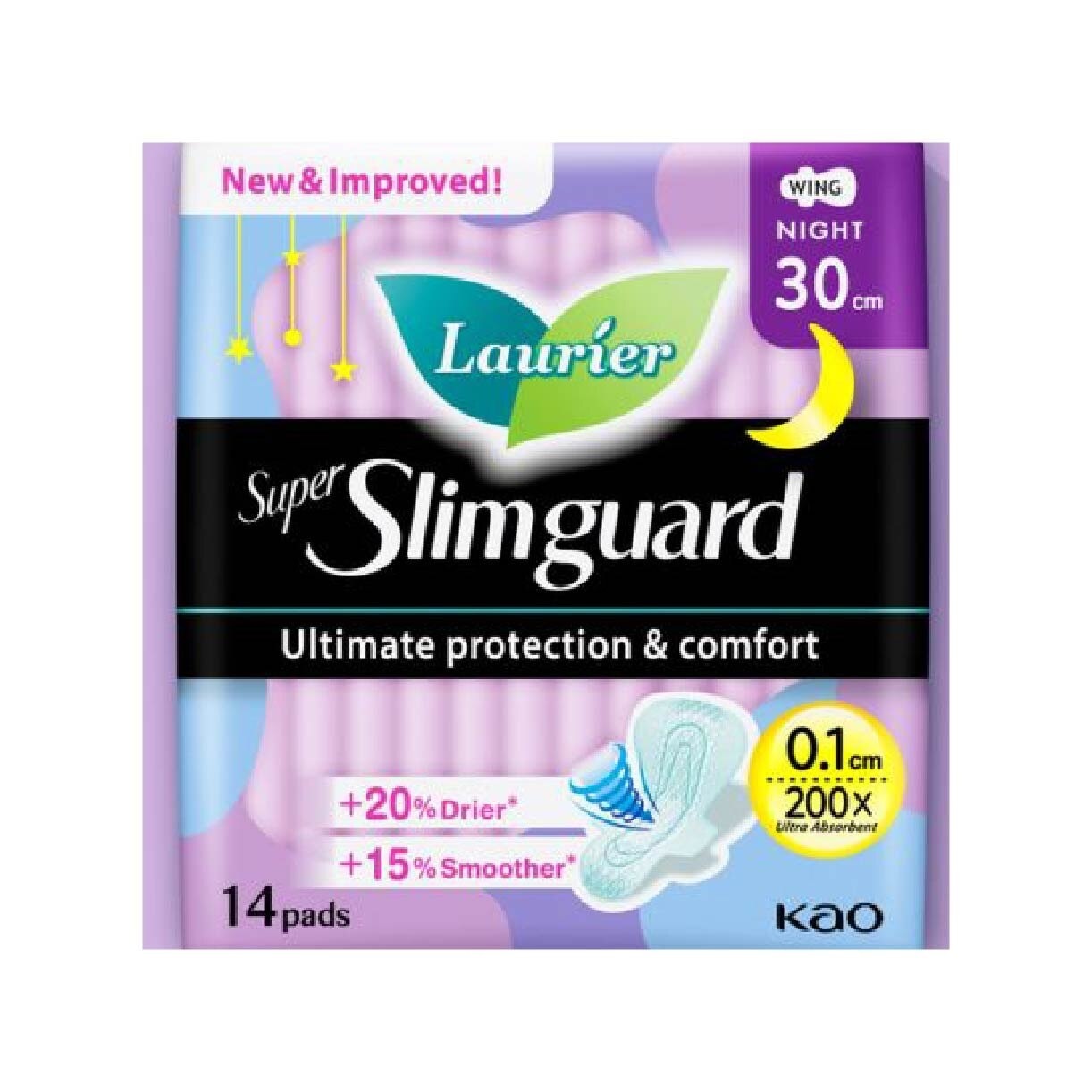 Super Slimguard Night Wing Sanitary Pad 30cm 14s