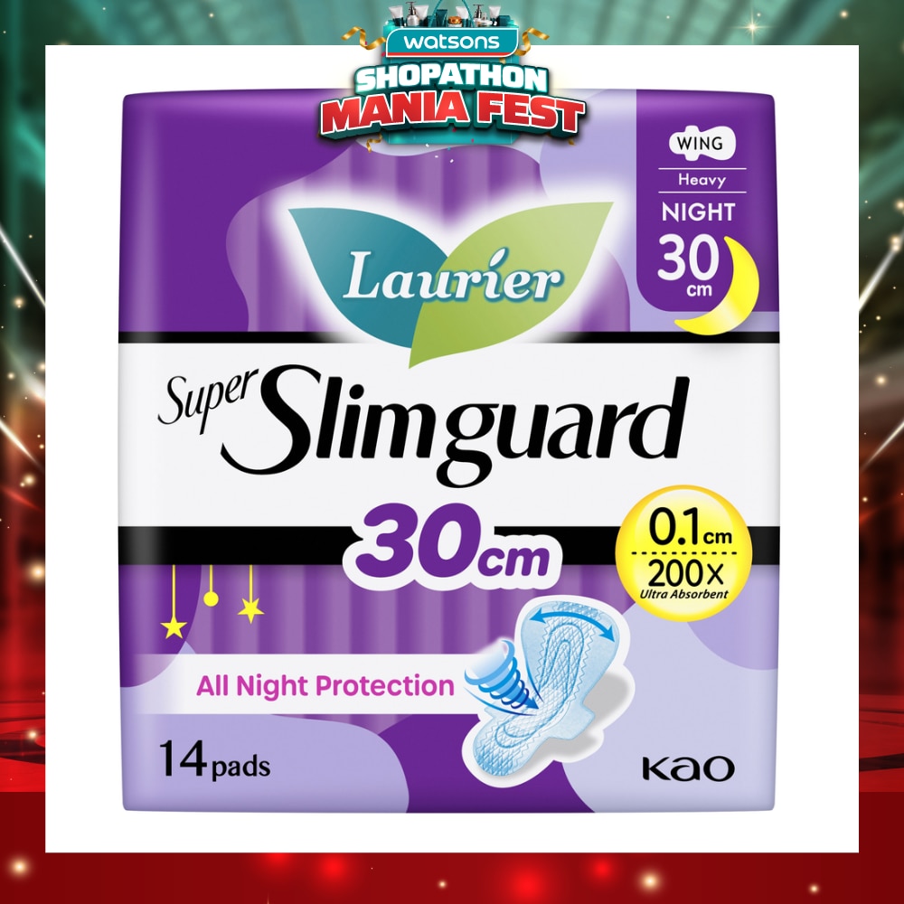 Super Slimguard Night Wing Sanitary Pad 30cm 14s