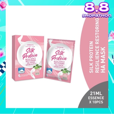 WATSONS Silk Protein Resilience Restoring Ha Mask (Jeju Thermal Spring Water, Hyaluronic Acid, Cica Extract, Nourishing & Moisturising) 21ml Essence X 10s