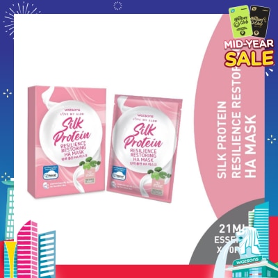 WATSONS Silk Protein Resilience Restoring Ha Mask (Jeju Thermal Spring Water, Hyaluronic Acid, Cica Extract, Nourishing & Moisturising) 21ml Essence X 10s
