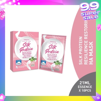 WATSONS Silk Protein Resilience Restoring Ha Mask (Jeju Thermal Spring Water, Hyaluronic Acid, Cica Extract, Nourishing & Moisturising) 21ml Essence X 10s