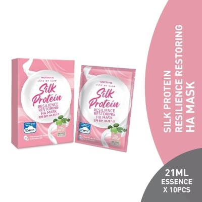 WATSONS Silk Protein Resilience Restoring Ha Mask (Jeju Thermal Spring Water, Hyaluronic Acid, Cica Extract, Nourishing & Moisturising) 21ml Essence X 10s