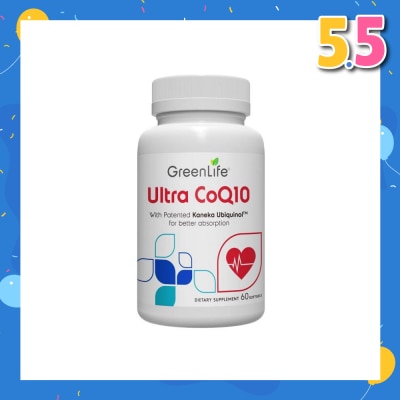 GREENLIFE Ultra Coq10 Softgel (Supports Overall Healthy Function Of Cells + Cardiovascular Health + Brain & Liver Function) 60s