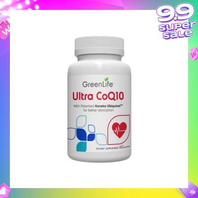 GREENLIFE Ultra Coq10 Softgel (Supports Overall Healthy Function Of Cells + Cardiovascular Health + Brain & Liver Function) 60s