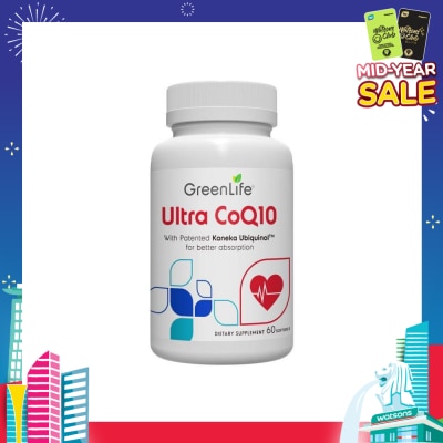 GREENLIFE Ultra Coq10 Softgel (Supports Overall Healthy Function Of Cells + Cardiovascular Health + Brain & Liver Function) 60s
