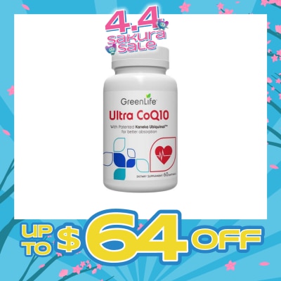GREENLIFE - Ultra Coq10 Softgel (Supports Overall Healthy Function Of Cells + Cardiovascular Health + Brain & Liver Function) 60s